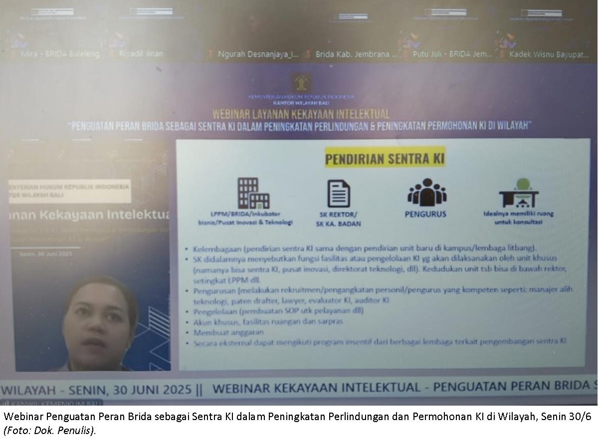 Brida Kuatkan Sentra KI Dalam Peningkatan Perlindungan dan Permohonan KI